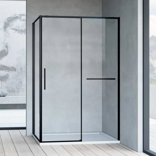 Душевой уголок Vincea Slim Soft VSR-1SS9012CLB 120x90, профиль черный, стекло прозрачное