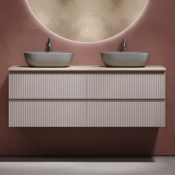 Тумба с раковиной Sancos Snob R 140 doha soft, столешница бежевая TT140A2X, раковина CN6009MH
