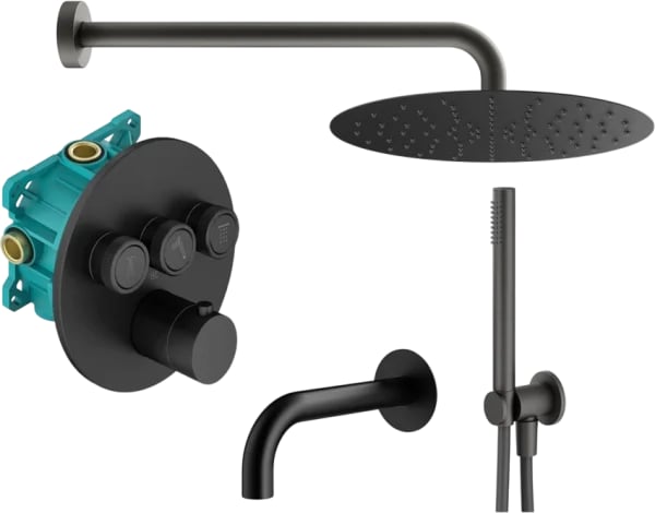 Душевой комплект Plumberia Selection PSBOX KITPSB03NO260, С ВНУТРЕННЕЙ ЧАСТЬЮ, черный матовый