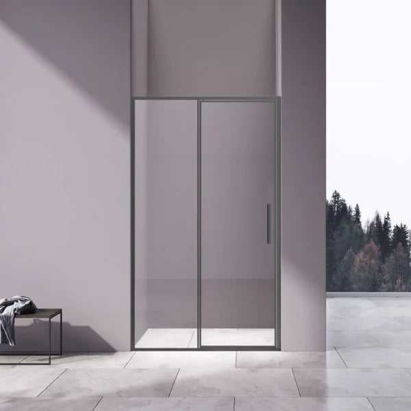 Душевая дверь Vincea Slim 8mm VDP-4SL120CLGM, вороненая сталь, стекло прозрачное