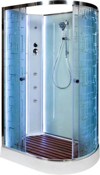 Душевая кабина DTO EM1512LN 120х80, LED с гидромассажем, профиль хром, стекло матовое с узором