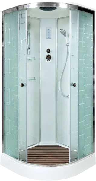 Душевая кабина DTO EM1590 90х90, с электрикой, профиль хром, стекло матовое с узором