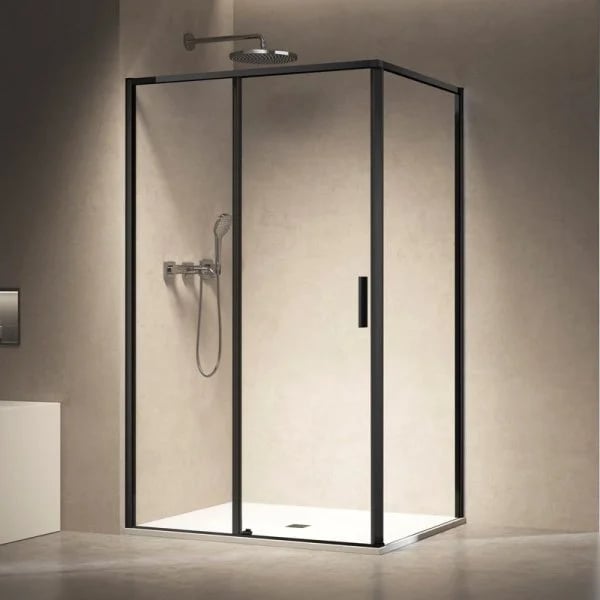 Душевой уголок Vincea Slim VSR-6SL8013CLB 130х80 см, профиль матовый черный, стекло прозрачное