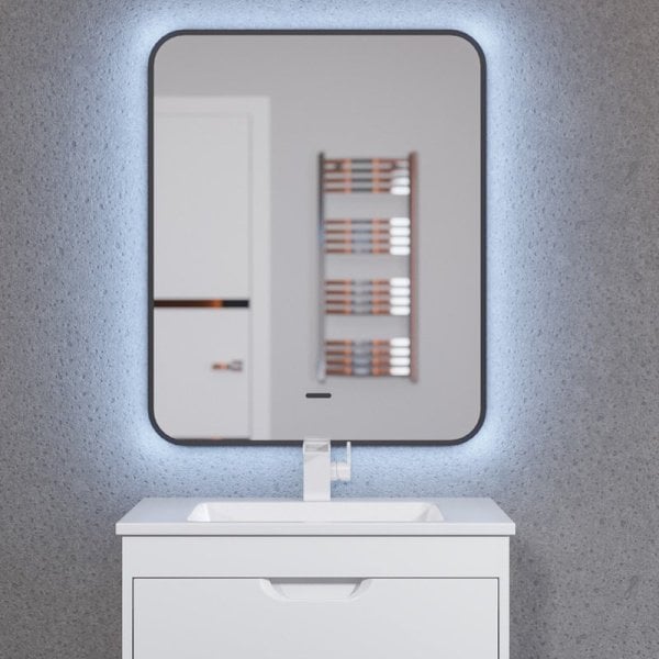 Зеркало Uperwood Modul 65х80 с подсветкой, с подогревом, холодная подсветка, черное