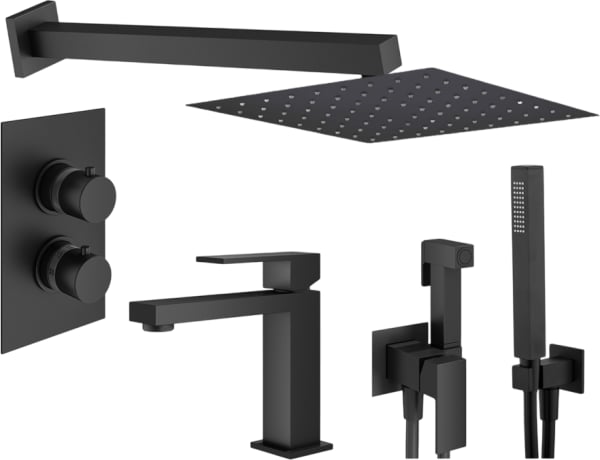 Комплект для ванной Plumberia Selection Tag KITZTGT18QNO53 С ВНУТРЕННЕЙ ЧАСТЬЮ, черный матовый