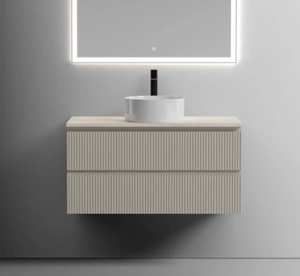 Тумба с раковиной Sancos Snob T 100 см, beige soft, столешница бежевая, раковина CN6032