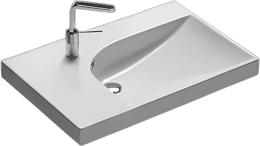 Раковина Hatria Grandangolo DX YXF801 75, 1 готовое отверстие под смеситель