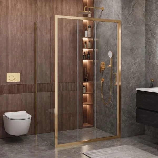 Душевой уголок Cezares Molveno AHF 31 120+90 C BORO IV 120х90 см, профиль брашированное золото, стек
