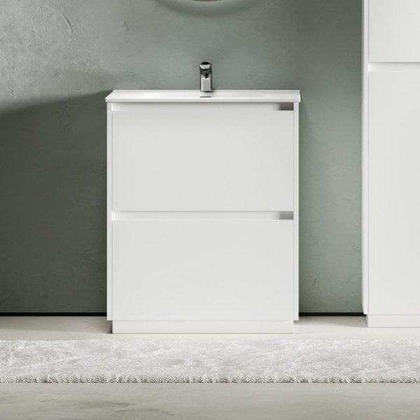Тумба с раковиной Sancos Libra Floor 70 белый глянец, белая раковина CN7007