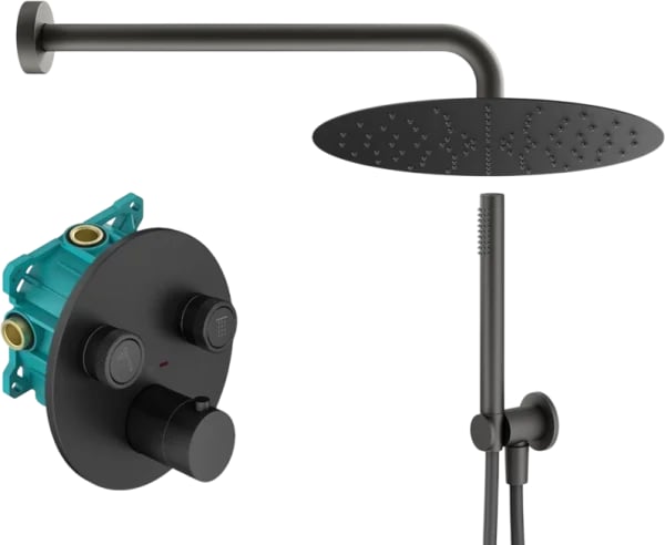 Душевой комплект Plumberia Selection PSBOX KITPSB02NOKING, С ВНУТРЕННЕЙ ЧАСТЬЮ, черный матовый