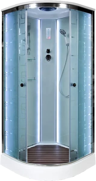 Душевая кабина DTO EM1590 90х90, LED, профиль хром, стекло матовое с узором
