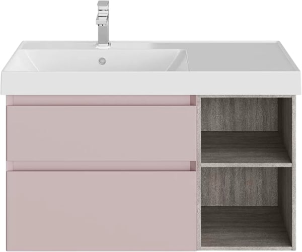 Тумба под раковину без столешницы KERAMA MARAZZI Cubo 90 левая, мальва матовая-древесная