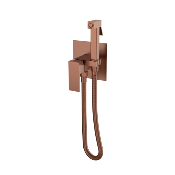 Гигиенический душ Boheme Qubic 477-BRB со смесителем, С ВНУТРЕННЕЙ ЧАСТЬЮ, brushed bronze