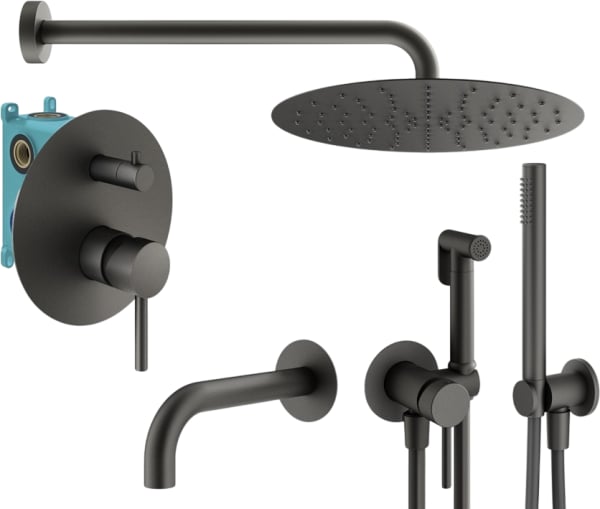 Комплект для ванной Plumberia Selection Ixo KITZXO19GR60 С ВНУТРЕННЕЙ ЧАСТЬЮ, графит матовый