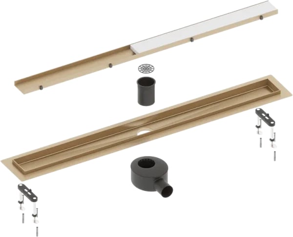 Душевой трап (лоток) Timo Drain Systems DS230208/17 800 двусторонняя панель plate под плитку, золото