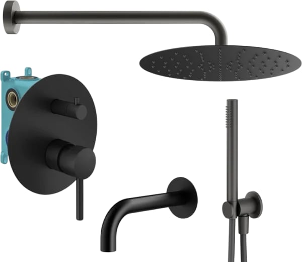 Душевой комплект Plumberia Selection Ixo KITXO19NO260, С ВНУТРЕННЕЙ ЧАСТЬЮ, черный матовый