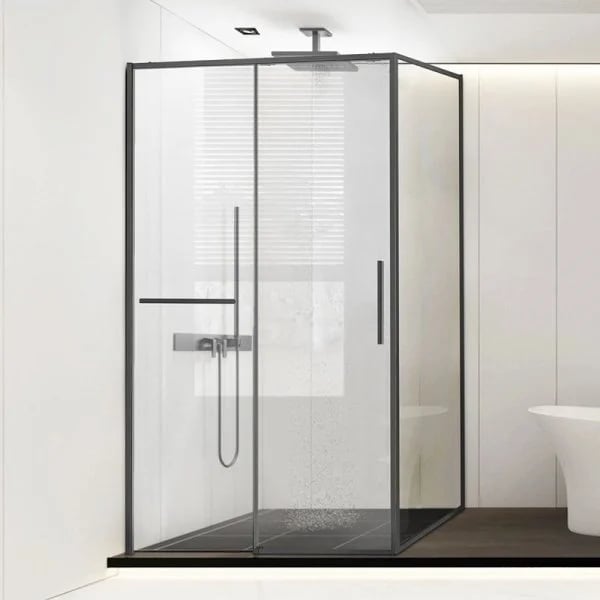Душевой уголок Vincea Slim Soft VSR-1SS8011CLGM 110х80, профиль вороненая сталь, стекло прозрачное