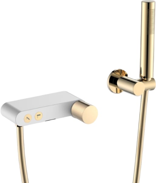 Смеситель для ванны с душем Boheme Stick 123-WG.2, white touch gold