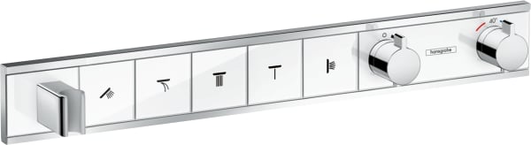 Термостатический смеситель встраиваемый Hansgrohe RainSelect 15358400, для душа, матовый белый, хром