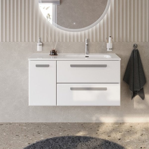 Тумба под раковину без столешницы Cezares Eco Cer-N 100 R 2 ящика, 1 дверца, bianco lucido, ручки се