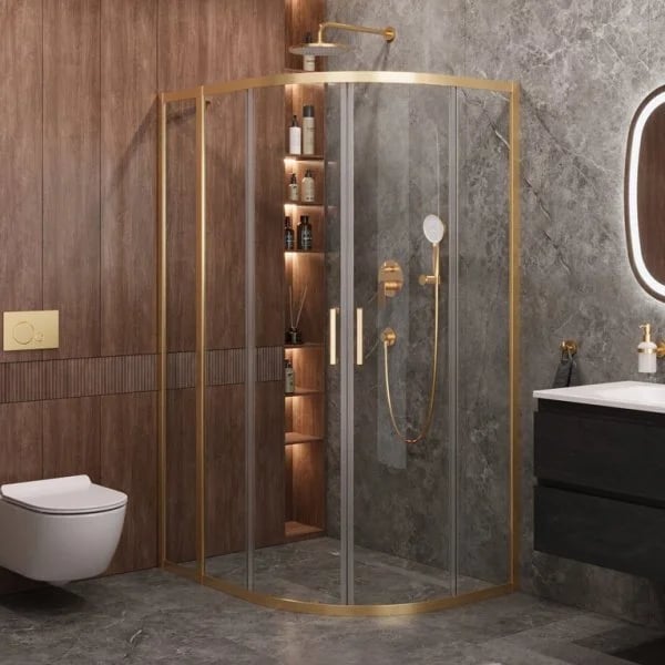 Душевой уголок Cezares Molveno RH 2 120+90 C BORO IV 120х90 см, профиль брашированное золото, стекло
