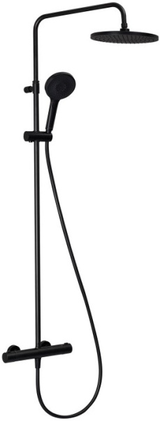 Душевая стойка Splendy Relax R RR208XTR26R3BM, с термостатом, черный матовый