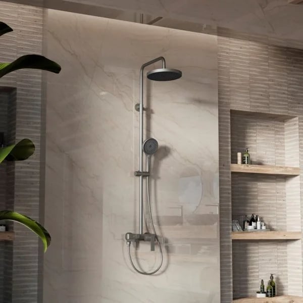 Душевая стойка Vincea VSFS-413GM с изливом, вороненая сталь