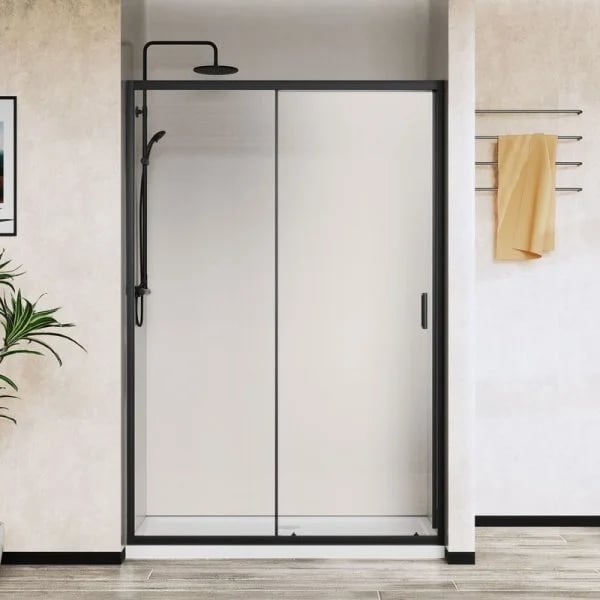 Душевая дверь в нишу Vincea City VDS-5CT150CLB 150 см, профиль черный матовый, стекло прозрачное