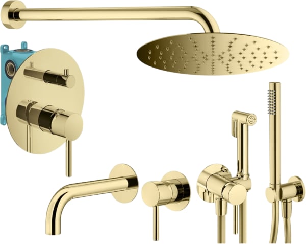 Комплект для ванной Plumberia Selection Ixo KITZXO18OR210 С ВНУТРЕННЕЙ ЧАСТЬЮ, золото 24к