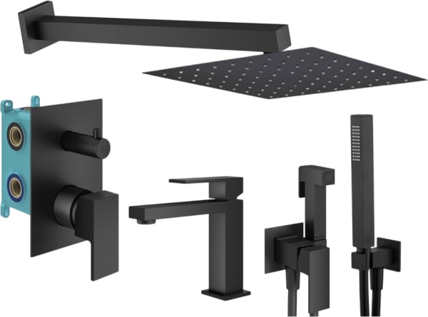 Комплект для ванной Plumberia Selection Tag KITZTG18NO53 С ВНУТРЕННЕЙ ЧАСТЬЮ, черный матовый