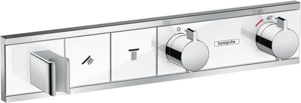Термостатический смеситель встраиваемый Hansgrohe RainSelect 15355400, для душа, матовый белый, хром