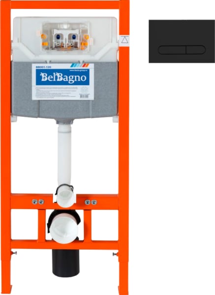 Инсталляция BelBagno BB001-120 + Кнопка Prospero BB007-PR-NERO.M черный матовый