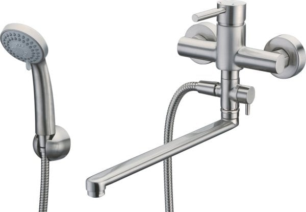 Смеситель с длинным изливом для ванны Wasserkraft Wern 4202L, матовый хром