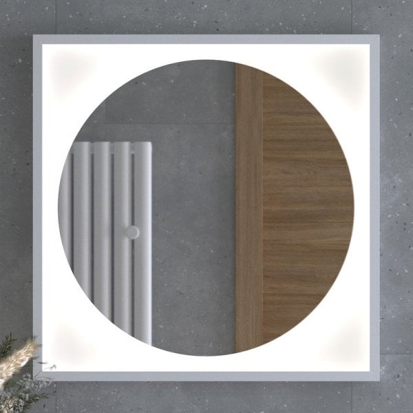 Зеркало Defesto Eclipse DF2227 70х70 белая рама, с LED-подсветкой