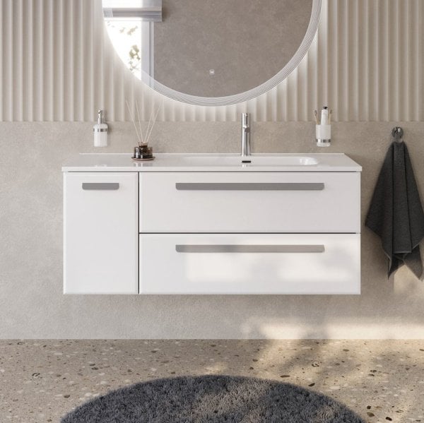 Тумба под раковину без столешницы Cezares Eco Cer-N 120 R 2 ящика, 1 дверца, bianco lucido, ручки се