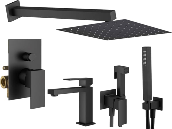 Комплект для ванной Plumberia Selection Tag KITZTG15NO53 С ВНУТРЕННЕЙ ЧАСТЬЮ, черный матовый