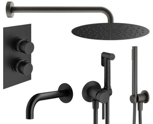 Комплект для ванной Plumberia Selection Ixo KITZXOT19QNO60 С ВНУТРЕННЕЙ ЧАСТЬЮ, черный матовый
