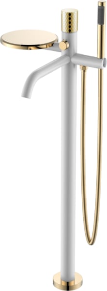 Напольный смеситель для ванны с душем Boheme Stick 129-WG, white diamond gold