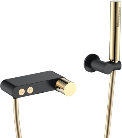 Смеситель для ванны с душем Boheme Stick 123-BG, black diamond gold