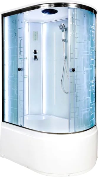 Душевая кабина DTO EM4512L LED (120х80х220), высокий поддон (50 см), профиль хром, стекло матовое с 