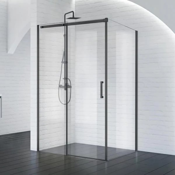 Душевой уголок BelBagno Acqua -AH-1-140/90-C-NERO профиль черный матовый