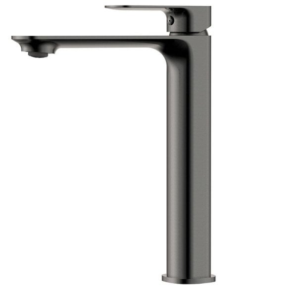 Смеситель для раковины высокий металл Gun Metal, AQUAme Monza AQM6314GM