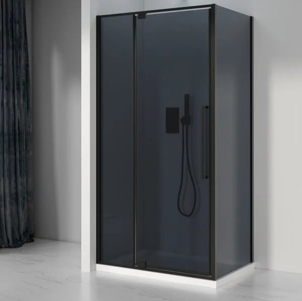 Душевой уголок Black&White Stellar Wind S818 BG 100х80, профиль черный, стекло тонированное