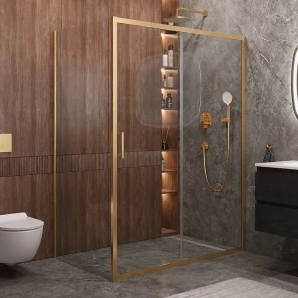 Душевой уголок Cezares Molveno AH 11 160+90 C BORO IV 160х90 см, профиль брашированное золото, стекл
