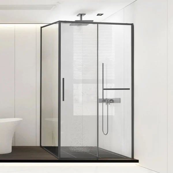 Душевой уголок Vincea Slim Soft VSR-1SS9012CLGM 120x90, профиль вороненая сталь, стекло прозрачное