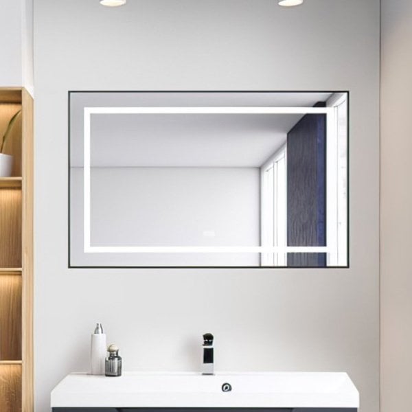 Зеркало BelBagno Kraft SPC-KRAFT-1085-685-TCH-WARM-NERO черное, с подогревом