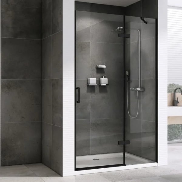 Душевая дверь в нишу Abber Zart AG08120B 120 см, профиль черный, стекло прозрачное