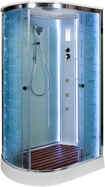 Душевая кабина DTO EM1511R 110х80, LED с гидромассажем, профиль хром, стекло матовое с узором