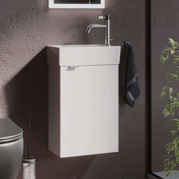 Тумба с раковиной Sancos Mini 35 R подвесная, белый глянец