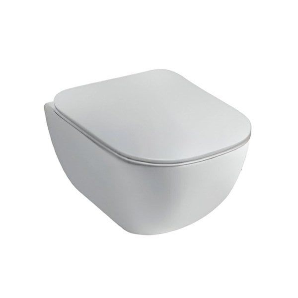 Унитаз подвесной Plumberia Selection Ixo ceramica KIT XO5000BL Slim безободковый, с микролифтом, гля